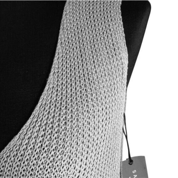 Sans Souci XL Sweater V-Neck Sleeveless Knit Top Lace-Up Back Gray Lightweight - Picture 7 of 12